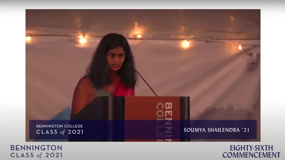 Image of student at podium