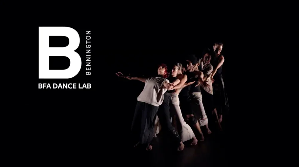 BFA dance lab title screen with row of dancers learning into each other