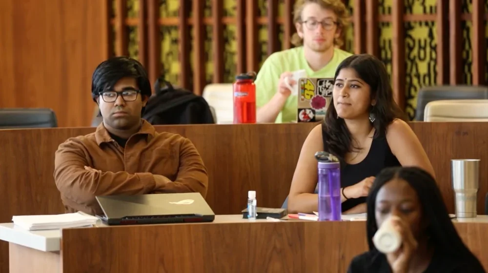 Bennington students listen in a classroom