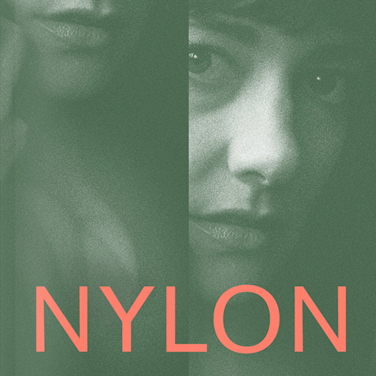A greyscale closeup of a woman's face for the poster for Nylon