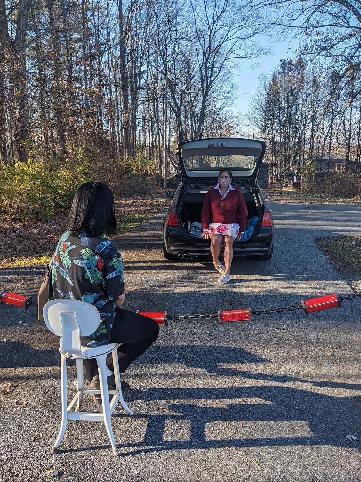 Image of student and teacher tailgating