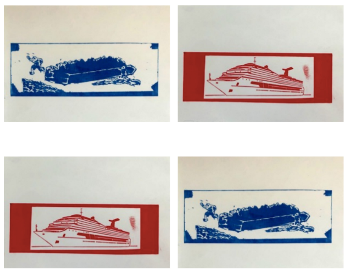 Photo of color prints of boats