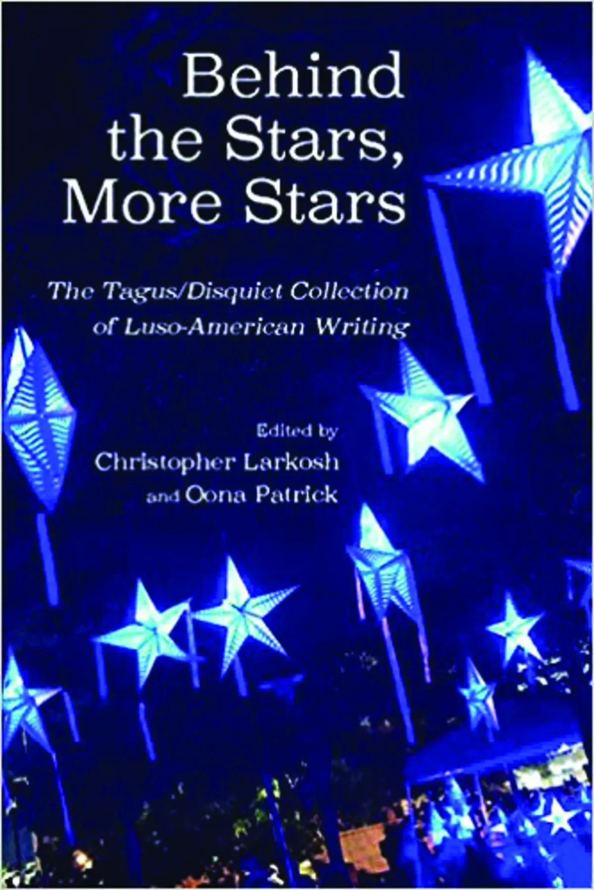 dark blue book cover with glowing star lanterns