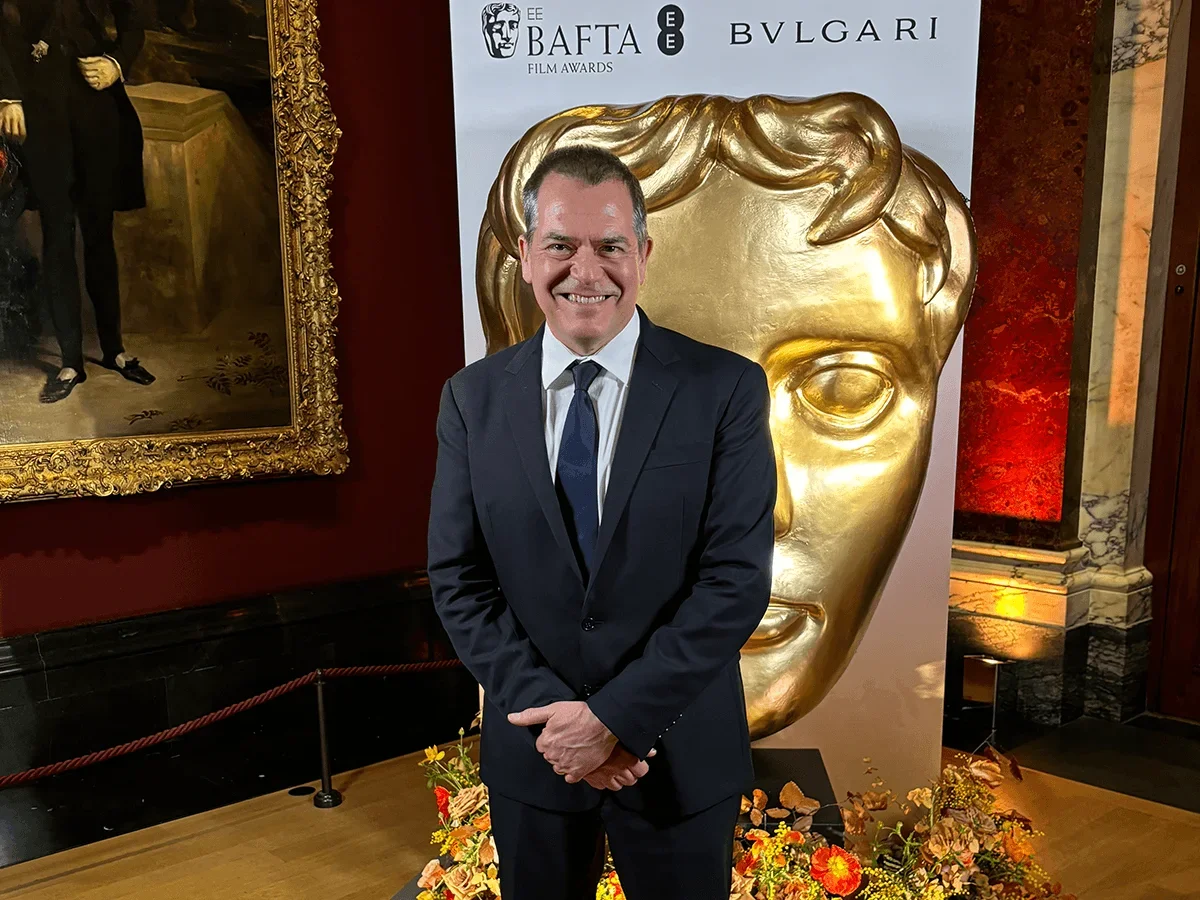 David Hemingson poses at the BAFTA film awards