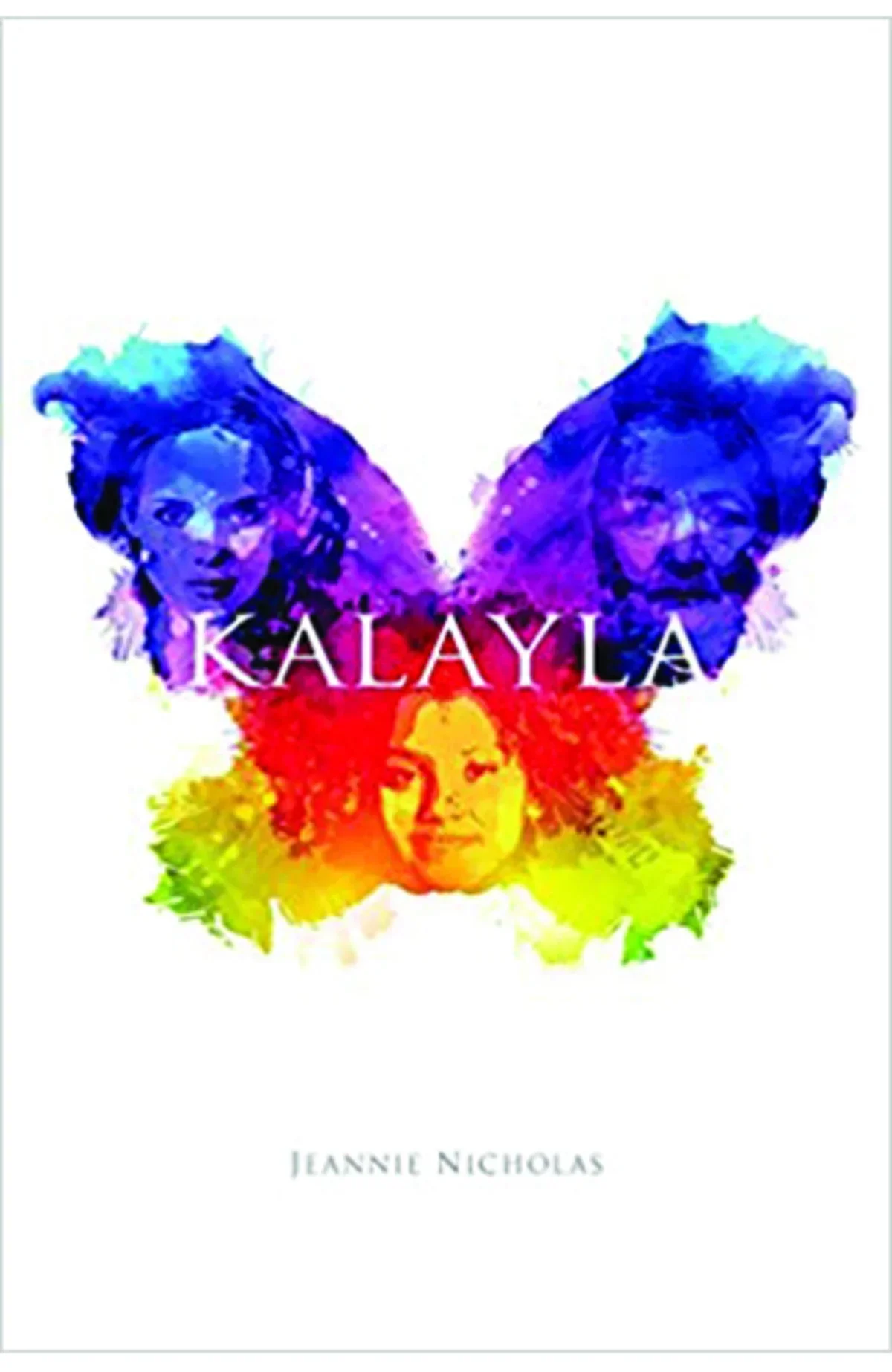 book cover with colorful butterfly with face in it