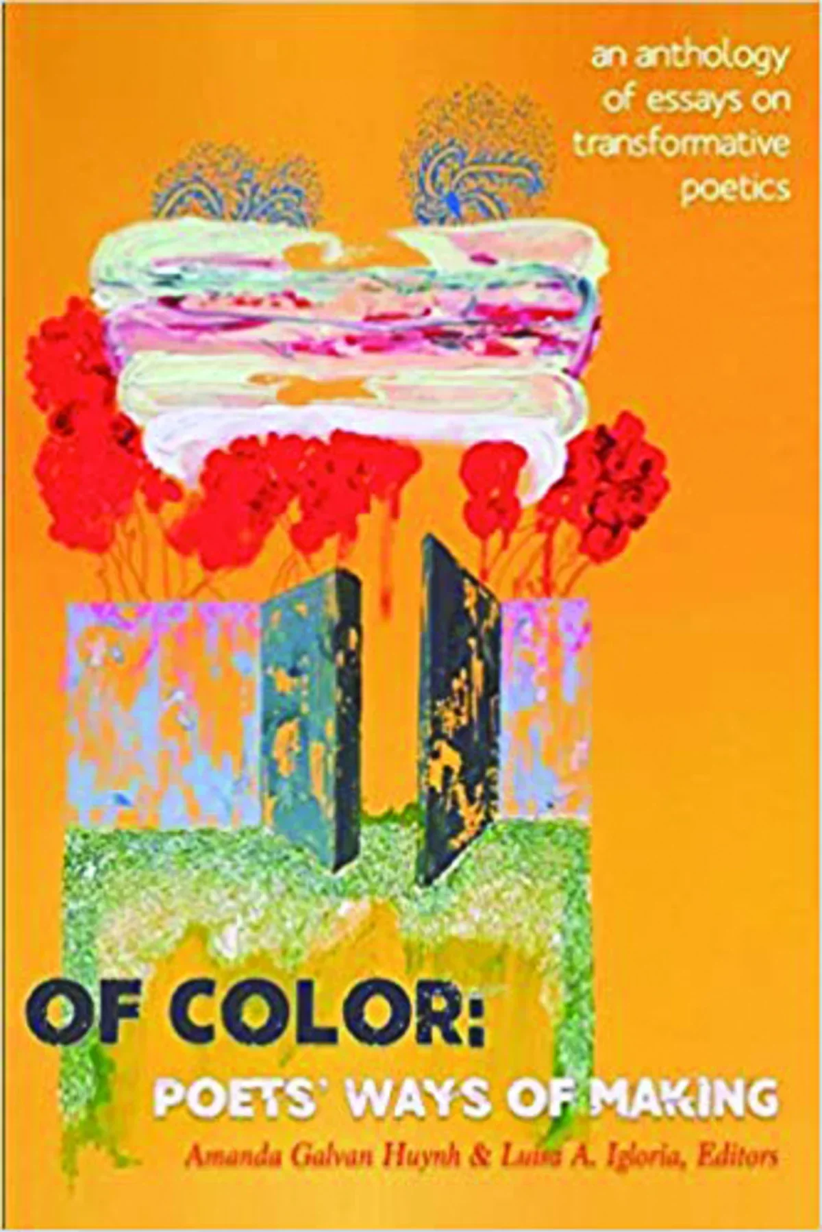 orange book cover with abstract paint colors