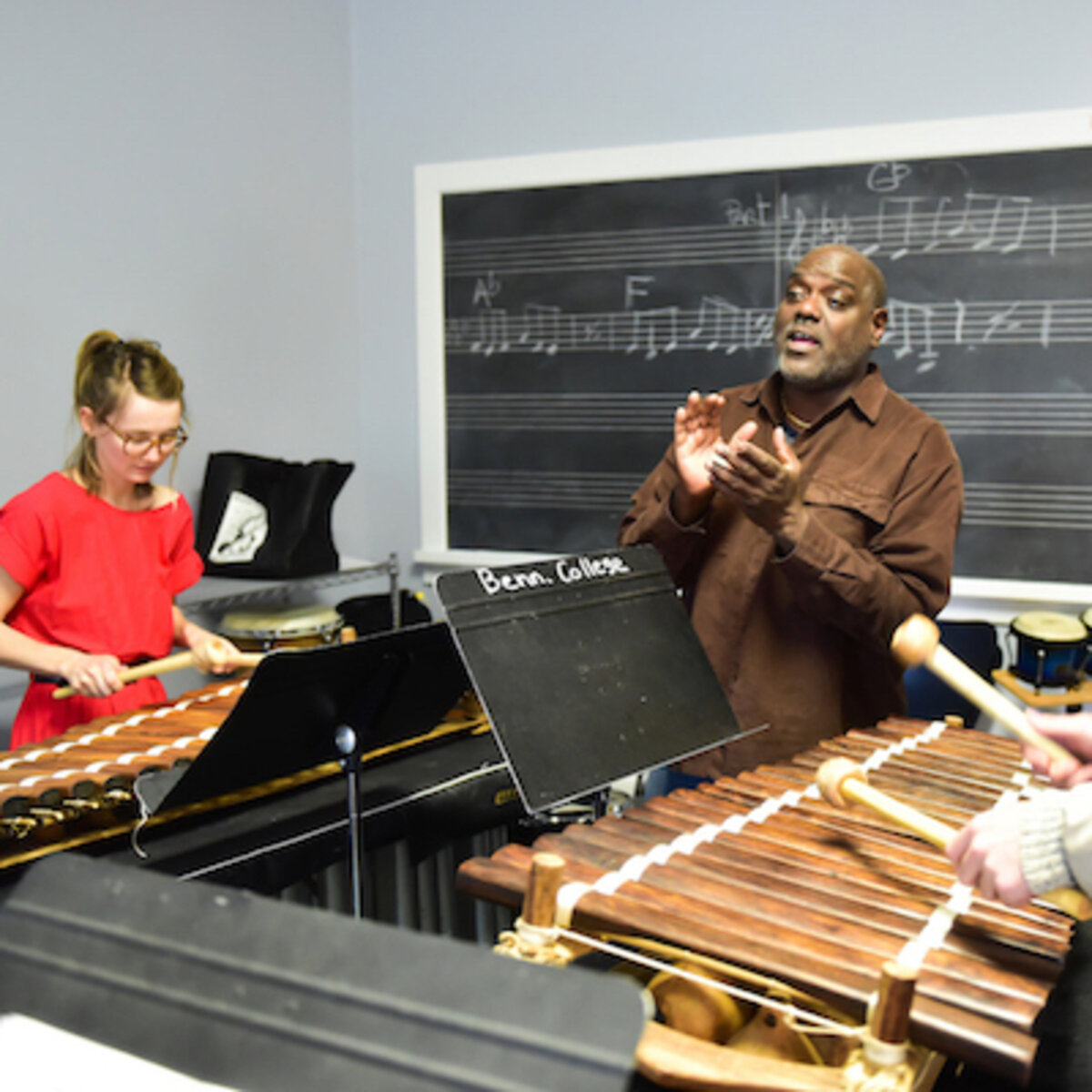 Michael Wimberly teaching a percussion class