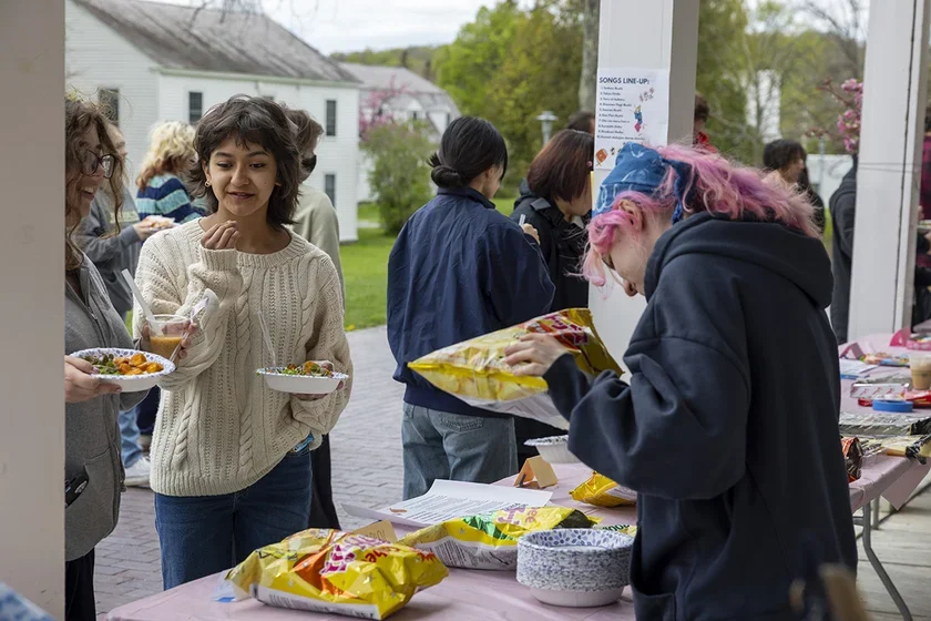 Students sampling food