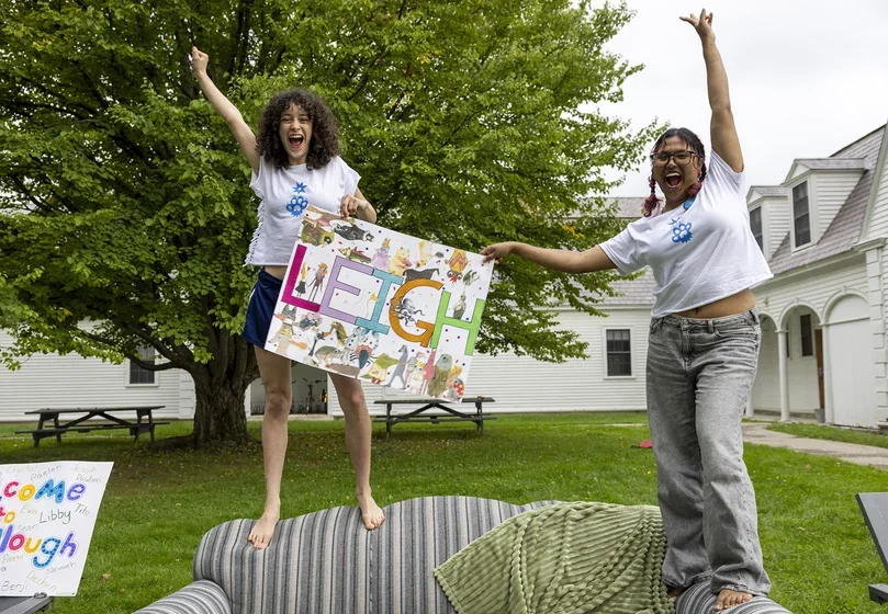 Willa Donovan ’26 and Proteety Amiron ’29, House Chairs of Leigh, welcome new students.