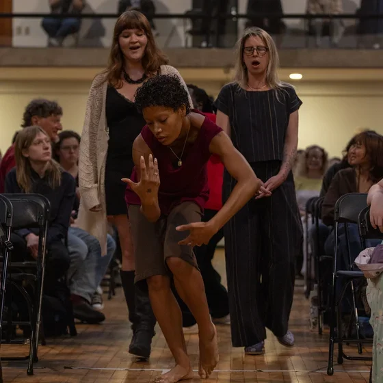 Convocation opened with recent alum and dancer Soleil Collyear ’26, singers current student Ashlynn Barnes ’29 and faculty member in Music Virginia Kelsey, and faculty member in Dance Pape Ibrahima Ndiaye Kaolack, behind, leading the procession. 