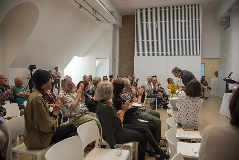 Image of John Bertles and crowd