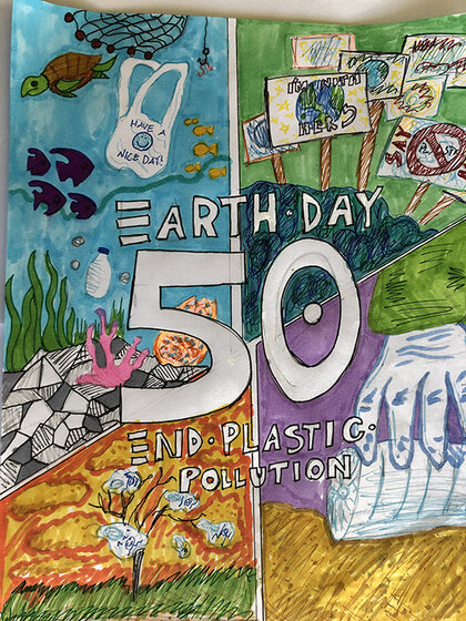 Poster with text Earth day fifty