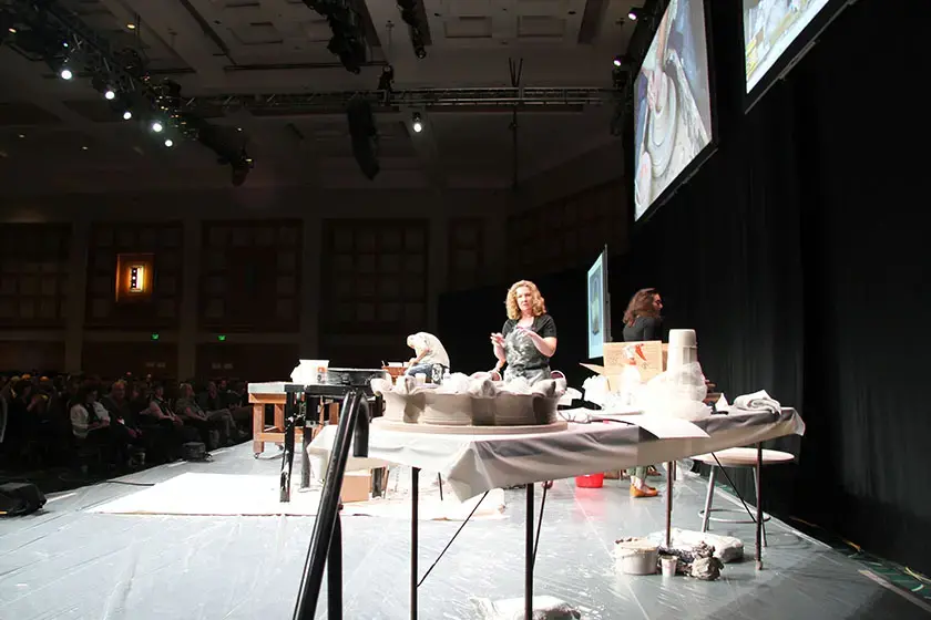 Photo of ceramicist onstage
