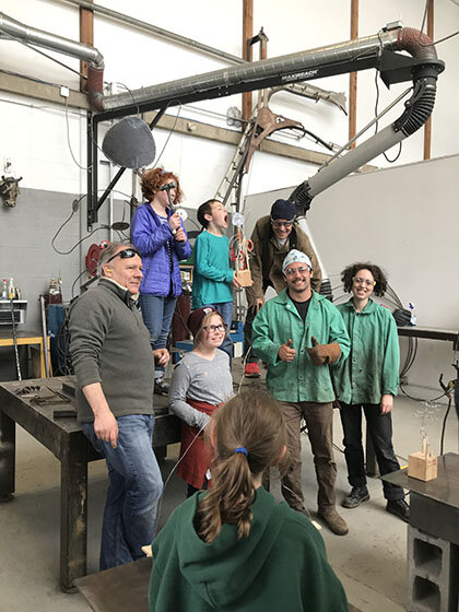 Students in sculpture class