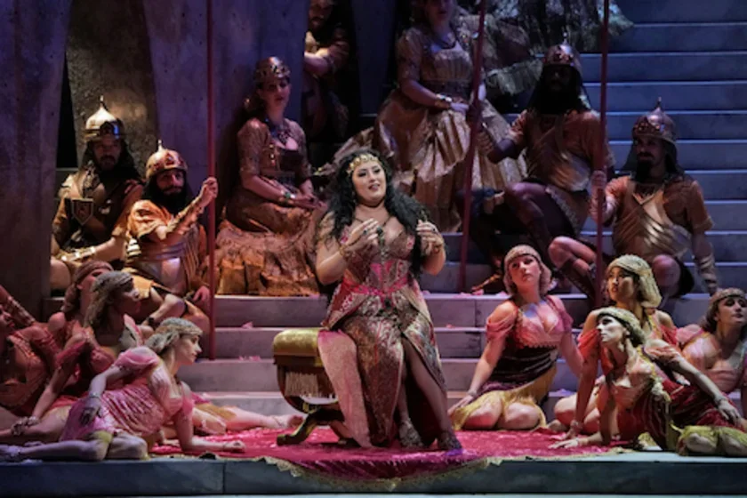 Anita Rachvelishvili on Alexander Dodge's set for Samson et Dalila at the Metropolitan Opera. Credit: Ken Howard/Met Opera