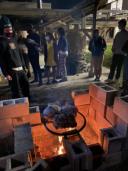 Image of cobb oven pizza party