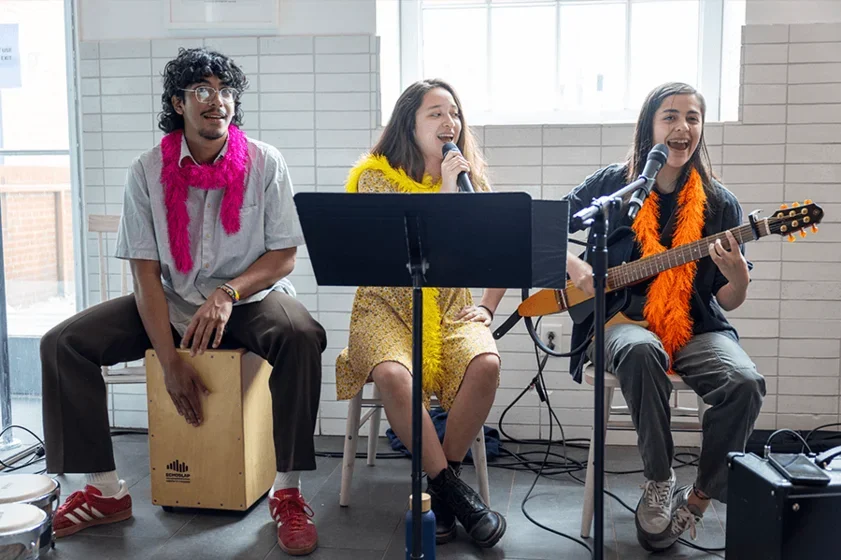 students perform at orientation for fun